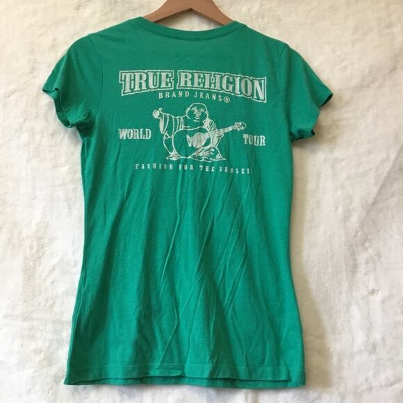 True Religion Green V-Neck T-Shirt - Picture 5 of 11